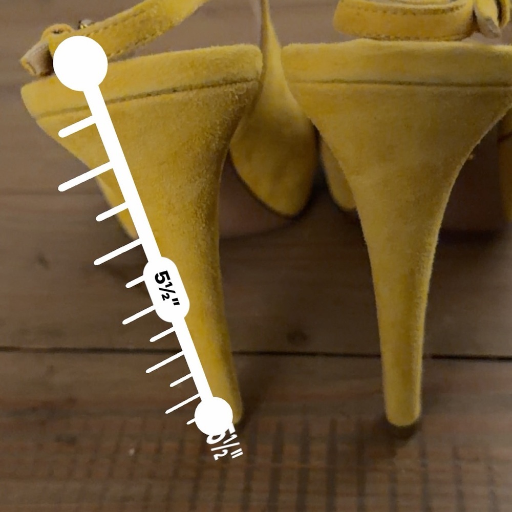 Prada Yellow Suede Slingback Pumps Heels Sz 40 Made in Italy Gold Logo 5.5” Heel - Picture 4 of 5